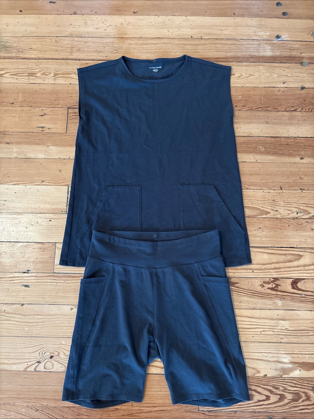 Eileen Fisher Gray Set Pima Stretch Cotton Jersey Shorts Top Size PP/PM Casual C